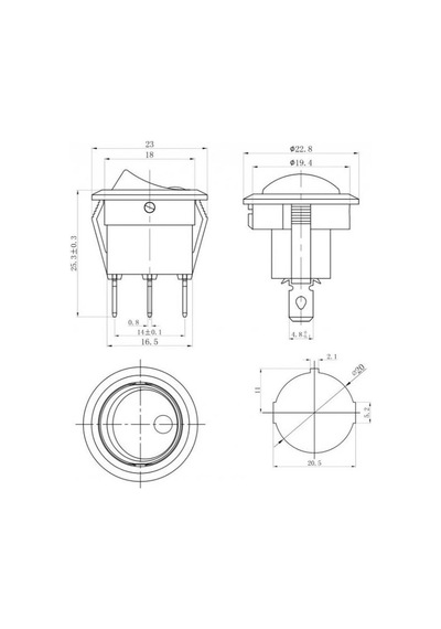 Ic-132a Yuvarlak Nokta Işık Anahtar On-off 3p 12v Beyaz