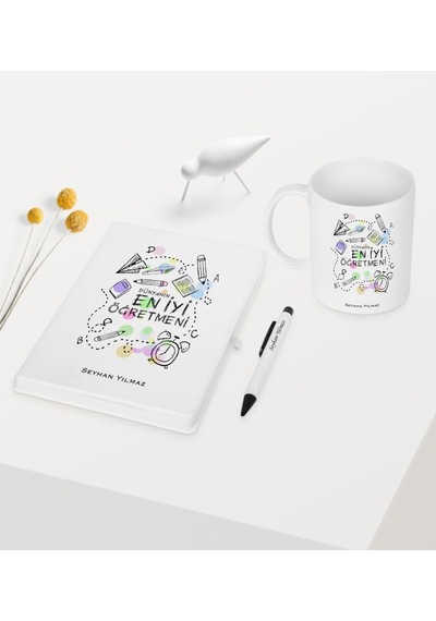 Kişiye Özel Dünyanın En Iyi Öğretmeni Temalı Beyaz Defter Kalem K N11.1033