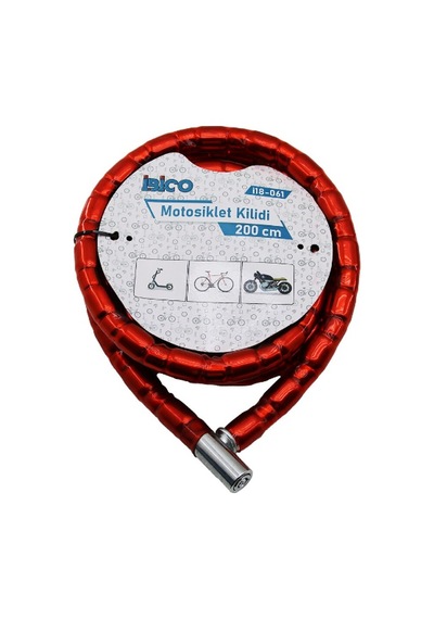 Konyax Kırmızı Motor Bisiklet Kilidi 22 Mm X 200 Cm