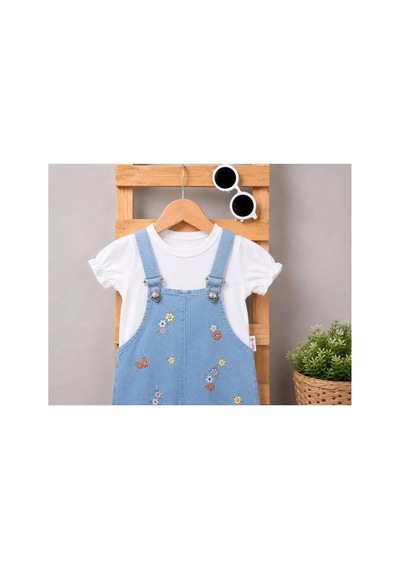 Altıntaş Baby Renkli Çiçek Nakışlı Kot Görünümlü Örme Kumaş Yazlık T-shirt 2li Salopet Set Beyaz Beyaz Altıntaş Baby Renkli Çiçek Nakışlı Kot Görünümlü Örme Kumaş Yazlık T-shirt 2li Salopet Set Beyaz Beyaz