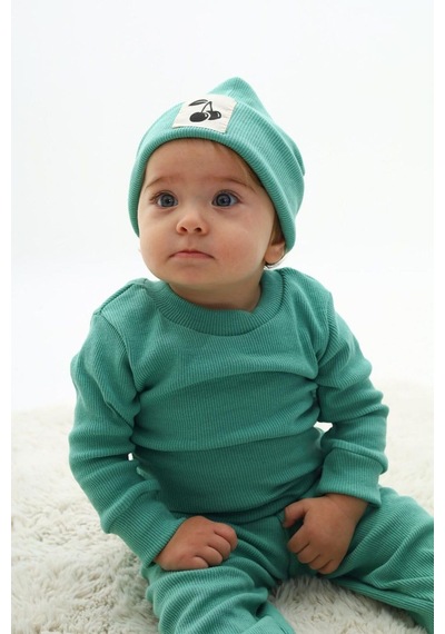My Kids Wear Fitilli Unisex Bebek - Çocuk Üçlü Takım Koyu Yeşil