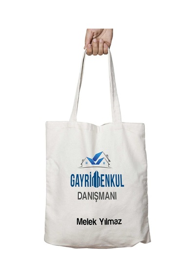 Art Hediye Kişiye Özel Gayrimenkul Danışmanı İki Tarafı Kalıcı Baskılı Yıkanabilir Okul Plaj Omuz Bez Çantası Çok Renkli
