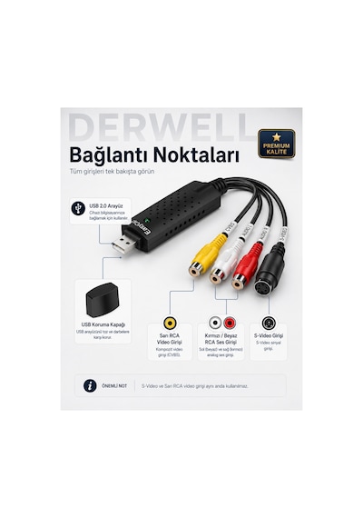 Yeni 2026 Easycap Usb 2.0 Av Analogdan Dijitale Video Ses Yakalama Ve Kayıt Kartı - Kamera Kaset Vcd Dvd Laptop Masaüstü Bilgisayar Uyumlu Dönüştürücü Adaptör