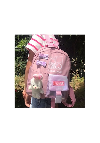 Kore Model Mini Oyuncaklı Sırt Çantası Gül Kurusu Çok Renkli