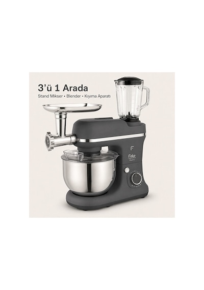 Fakir MixyTrio 1500 W 3’ü 1 Arada Stand Mikser