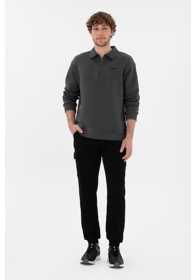 U.S. Polo Assn. Erkek Comfort Fit Yarım Fermuarlı Antrasit Basic Sweatshirt 50298265-VR006