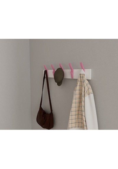 Hepsi3boyutlu Modern Duvar & Kapı Kanca Askılık - 5 Adet Pembe Kanca Askılık - Model No : 3 Pembe