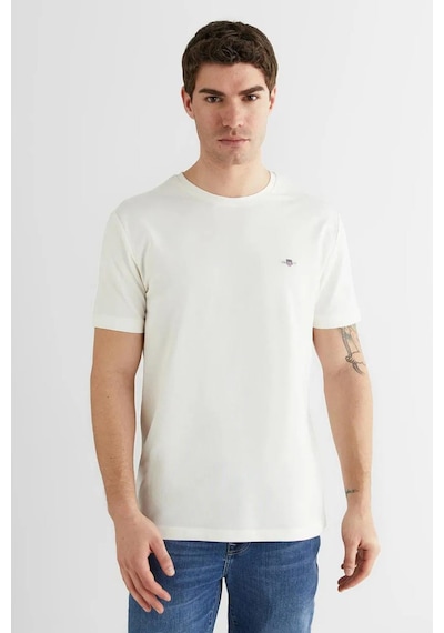 Gant Erkek Beyaz Bisiklet Yaka Regular Fit Logolu T-shirt-14691