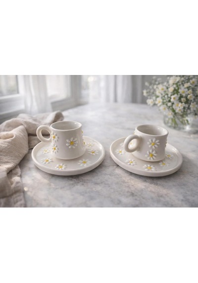Hediyelik Papatya Desenli El Yapımı Seramik Türk Kahve Fincanı Espresso Kahve Fincan Seti 2li Set Hediyelik Çok Renkli Hediyelik Papatya Desenli El Yapımı Seramik Türk Kahve Fincanı Espresso Kahve Fincan Seti 2li Set Hediyelik Çok Renkli
