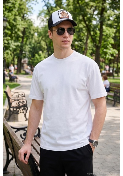Buratti Pamuklu Relaxed Fit Sıfır Yaka Erkek T Shirt 5905446 Ekru