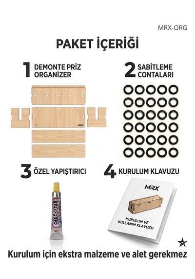 Mrx -org Priz Organizer Kablo Düzenleyici Kutu & Kablo Gizleyici, Dekoratif Akçaağaç