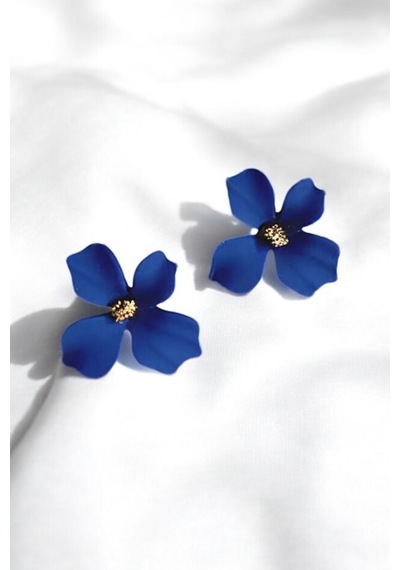 Kadın Lacivert Mini Çiçek Küpe Lacivert - 753147038 Lacivert