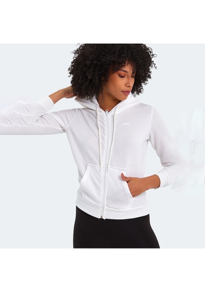 Slazenger PEMA I Kadın Fermuarlı Kapüşonlu Cepli Bej Sweatshirt