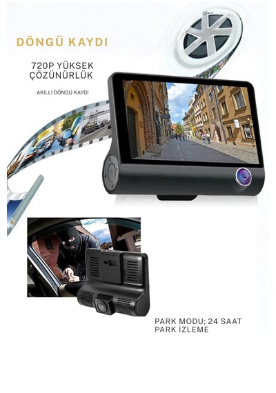 4 İnç 3 Kameralı Hd Ekran Geniş Açılı Araç Güvenlik Kamerası