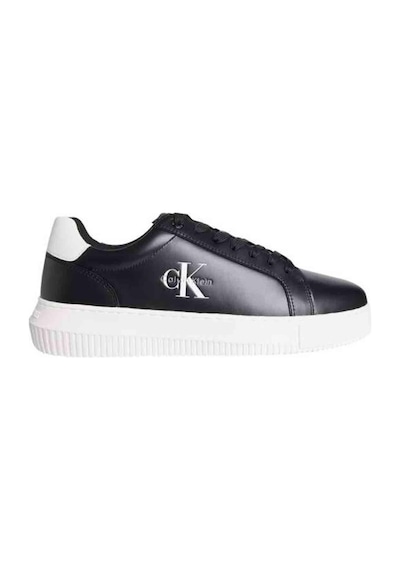 Calvin Klein Erkek Chunky Cupsole Deri Sneaker Ayakkabı - Siyah-8456 Black/bright White