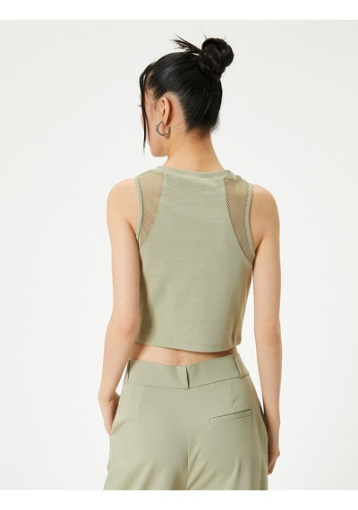 Koton Mesh Detail Tank Top Yeşil 4sal30067ık Yeşil