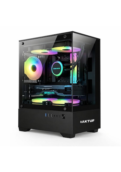 Aktuf Fiero Siyah 3 Rgb Fanlı Temperli Cam Panel Boş M-atx Gaming Oyuncu Bilgisayar Kasası