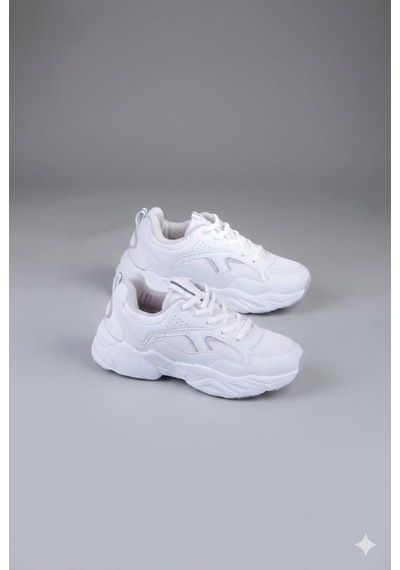 Fort 2107 Lmb Rahat Hafif Kalın Taban Sneaker Kadın Spor Ayakkabı Beyaz