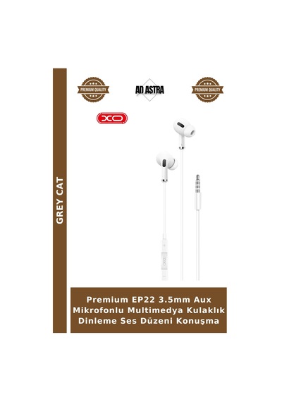 Premium Ep22 3.5mm Aux Mikrofonlu Multimedya Kulaklık Dinleme Ses Düzeni Konuşma