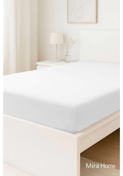 Çift Kişilik Düz Penye %100 Pamuklu Lastikli Çarşaf 200x200 Cm Battal Boy Newsheet Beyaz Çok Renkli