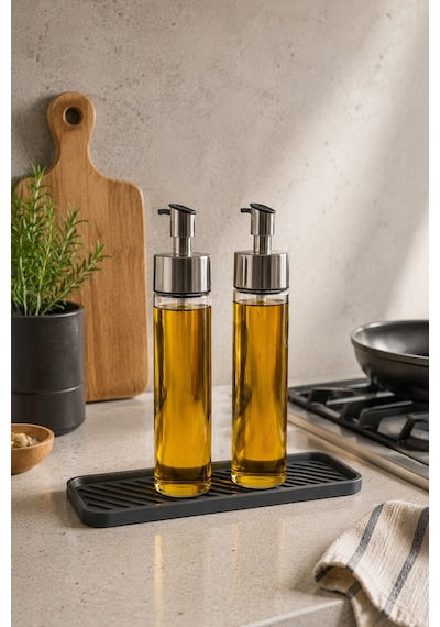 Gri Renk Silikon Yağdanlık Yağlık Sirkelik Altlığı Organizer Sunumluk Sabunluk Altlığı 23x10 Cm Diğer