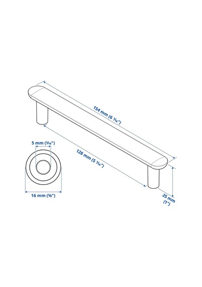 Ikea Nydala 2'li Mobilya Kulpu 154 Mm Siyah