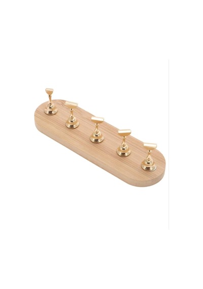 Ahşap Taban Altın Standlı Tırnak Örnek Tutucu, 5'li Set