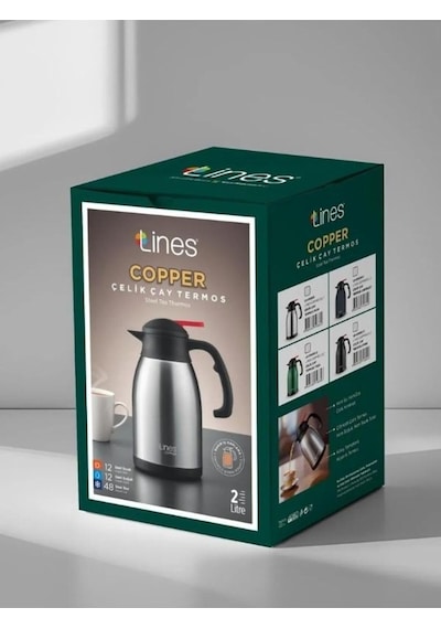 Copper Paslanmaz Çelik 2 Litre Termos, Siyah