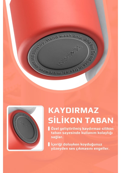 Neoflam Fika Rento Sızdırmaz Vidalı Kapaklı Geniş Ağızlıklı Kolay Taşınabilir Çelik Termos 600 Ml Kırmızı