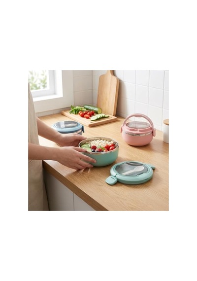 700 Ml Kapasiteli Paslanmaz Çelik Lunch Box, Kilitli, Saplı Ve Renkli Seçeneklerle Taşıma Kabı