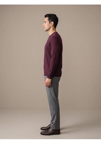 Maccali Erkek Bordo Selanik Bisiklet Yaka Sweatshirt