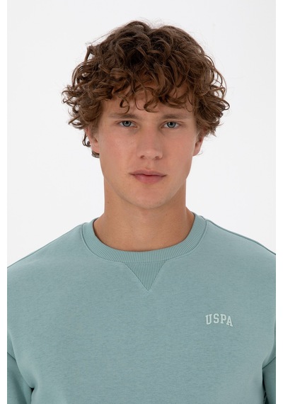 U.S. Polo Assn. Erkek Comfort Fit Bisiklet Yaka Şardonlu Mint Basic Sweatshirt 50313757-VR090