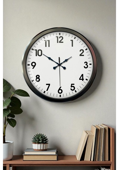 Siyah Klasik 52 Cm Modern Duvar Saati Çok Renkli