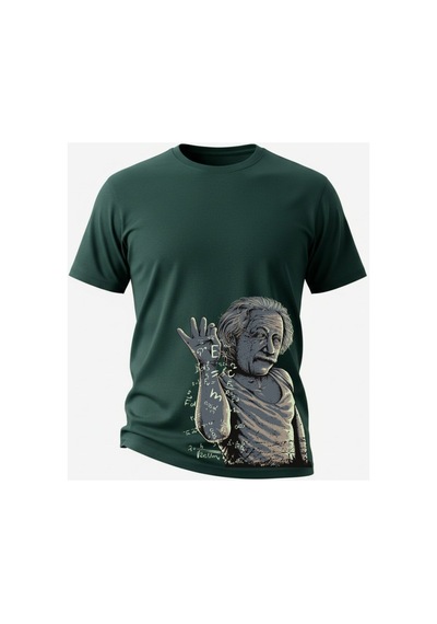 Urbantrendstore Unisex Albert Einstein Oversize Fit Rahat Geniş Salaş T-shirt Günlük Tişört Yeşil