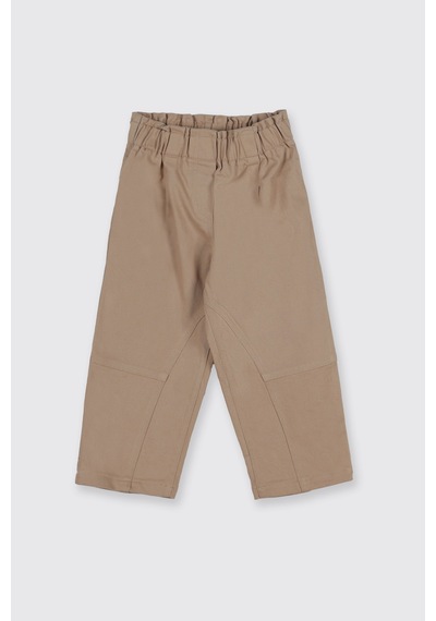 Panço Kız Çocuk Beli Lastikli Pantolon Bej
