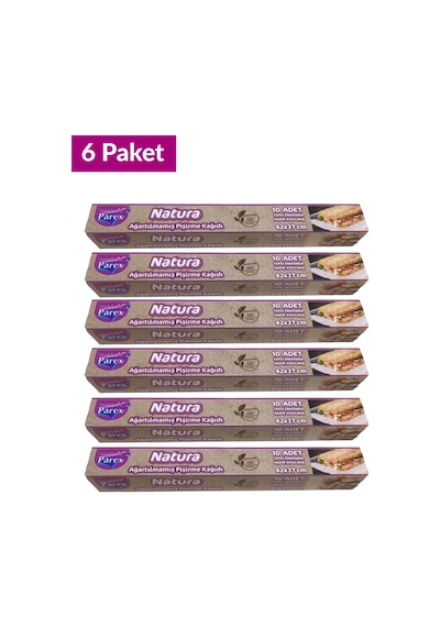 Natura Ağartılmamış Hazır Kesilmiş Pişirme Kağıdı 10 Lu 6 Paket