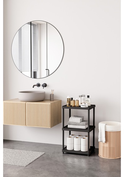 Siyah 3 Katlı 33x40 Ekstra Geniş Düzenleyici Mutfak Ve Banyo Rafı Sehpa