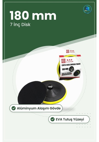 Cırtlı Zımpara Ucu 7 İnç 180 Mm Disk Tabanı Alüminyum Alaşımlı Gö