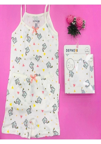 Defne Baby Pamuklu Kız Çocuk Atlet Boxer İç Çamaşır Takımı-610 Çok Renkli