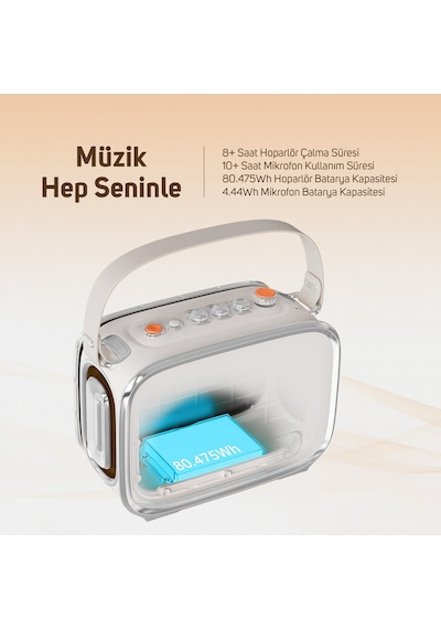 Divoom Songbird Ultra 100w Çift Mikrofonlu Karaoke Bluetooth Hoparlör, Taşınabilir Ses Bombası, 8 Sa