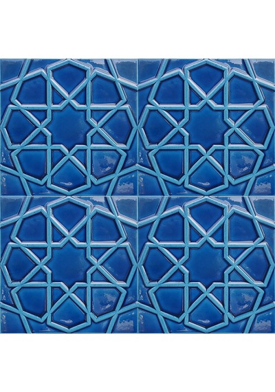 Armada Çini 20x20 Cm Rölyefli Kobalt Selçuklu Yıldızı Deseni Çini