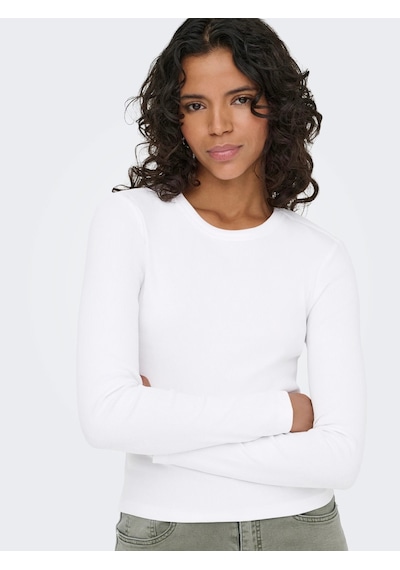 Only Onlval L/s O-neck Top Kadın Uzun Kollu T-shirt 15371305 Beyaz
