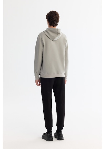 Avva Erkek Gri Kapüşonlu Pamuklu Baskılı Elastan Regular Fit Sweatshirt A42y1324