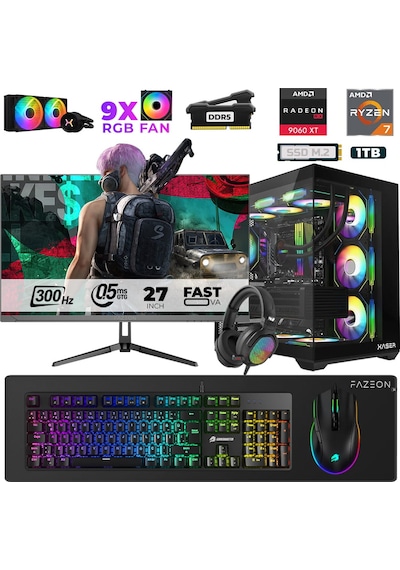 Xaser Star X590 R7-7800X3D 32 GB 1 TB M.2 NVMe SSD 16 GB RX9060XT 27" Free Dos Dizüstü Bilgisayar