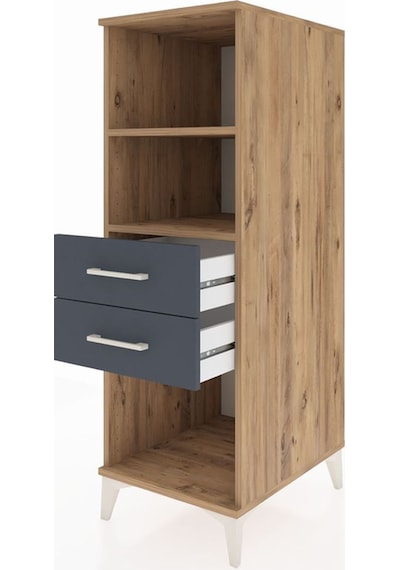 Kronos Dolap 2 Raflı 2 Çekmeceli 44x59x134 Çam-antrasit Çam
