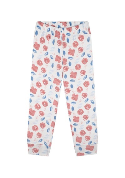 Antebies Suluboya Çiçek Uzun Kollu Pijama Takımı Pembe