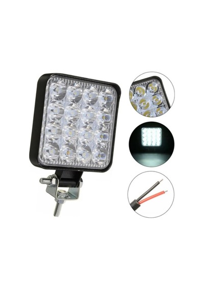 Hsgl Beyaz Işık Sis Güçlü Far Lambası 16 Led Kare 10 30v 48 Watt Off Road