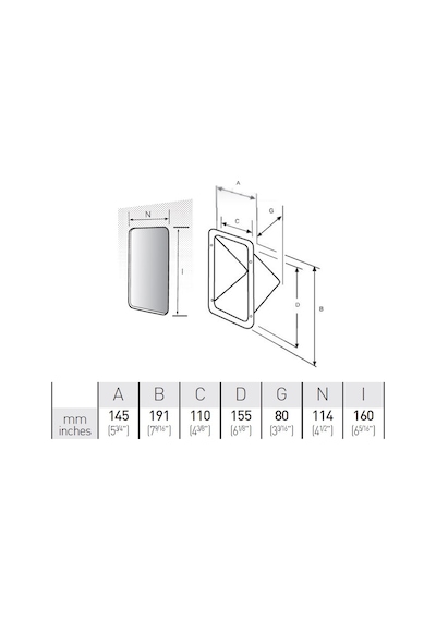 Kapaksız Eğik Tabanlı Tekne Duş Yuvası 145 x 191mm