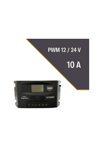 Lexron 10 Amper 12/24V Solar Pwm Şarj Kontrol Cihazı 10A 12/24 Volt Regülatör