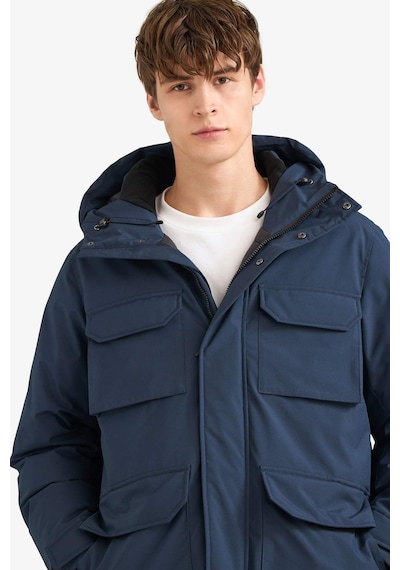 Defacto Su İtici Regular Fit Kapüşonlu Çift Cepli Fermuarlı Çıtçıtlı Mont F5701ax25wnnv175 Lacivert-nv175